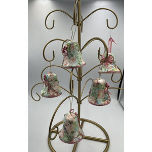 Vintage 1980 Fabric Covered Bell Ornament Victorian Shabby Chic Granny Core Set